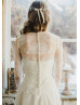 Two Piece Long Sleeve Ivory Lace Tulle Wedding Dress
